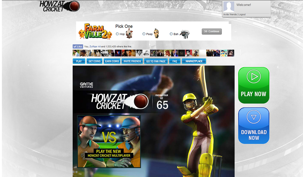Promotional Stuff game promotion facebook game Howzat Howzat Cricket multiplayer game Cricket online game Online Multiplayer