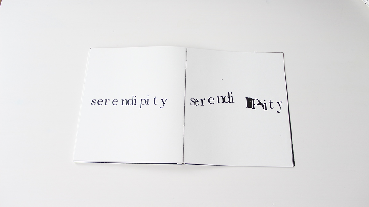 graphic design typo typographic serendipity print book book design series words black and white editorial Bookbinding Layout Typographic Series