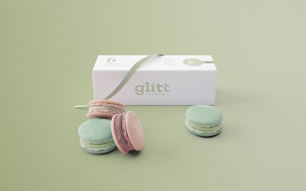 Glitter macaron Sweets Coffee juice elegant minimal luxury Packaging box