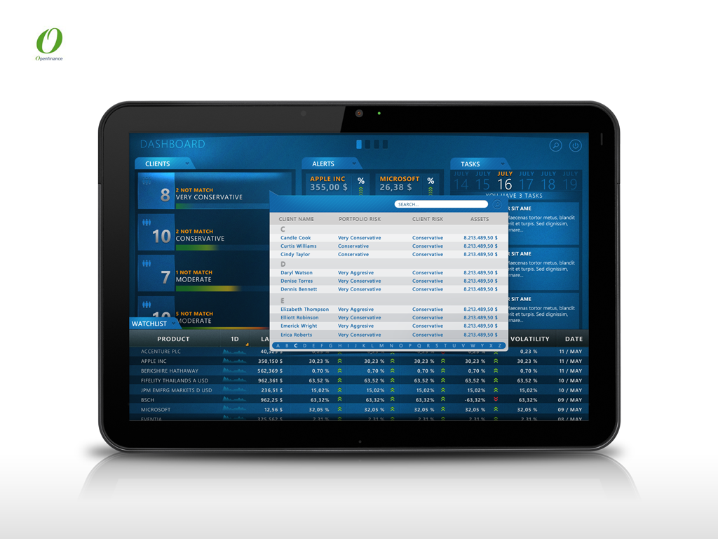 Silverligth tablet Mockup touch iPhad finance application
