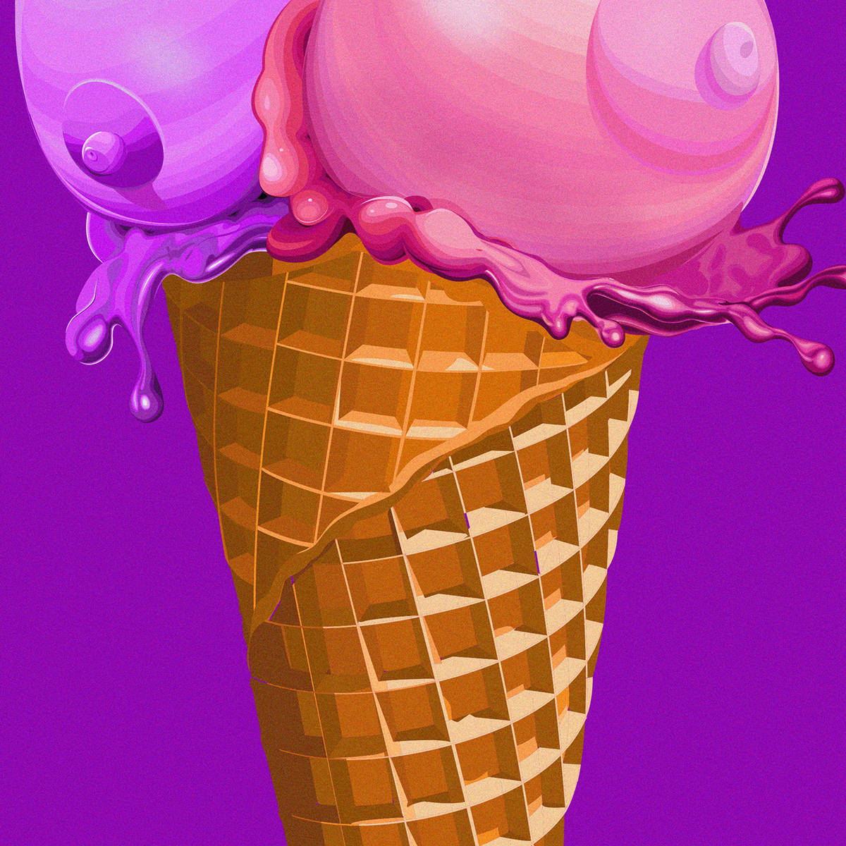 ice cream Food  Sweets Fruit dessert chocolate pink nude vegan liquids ILLUSTRATION  live paint Illustrator ai Digital Art  Fine Art Print organic vector