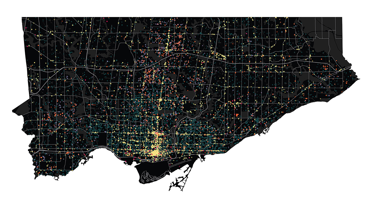 data visualization Toronto city map infographic cartography building construction poster