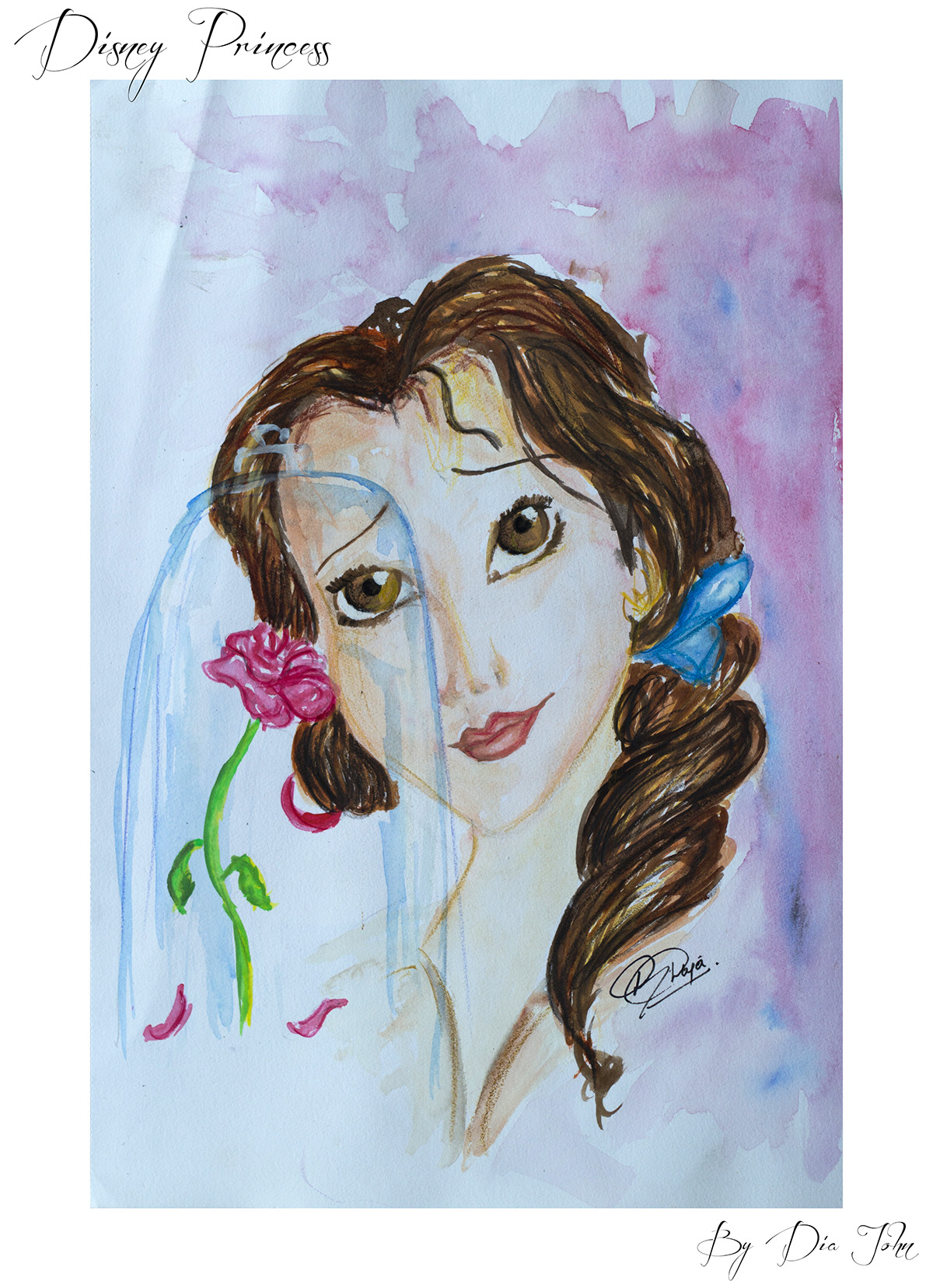 watercolor disney Princess