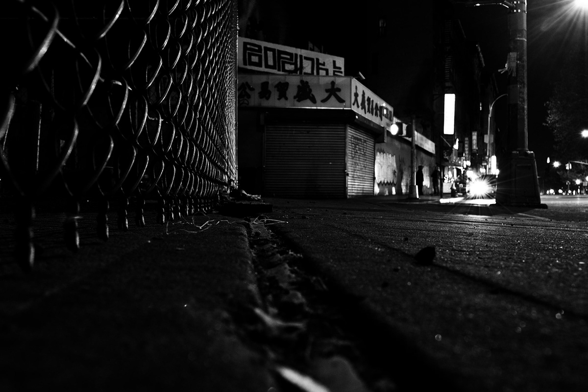 night lights chinatown New York city blur Manhattan Urban black and white Street signs neon pratt Window
