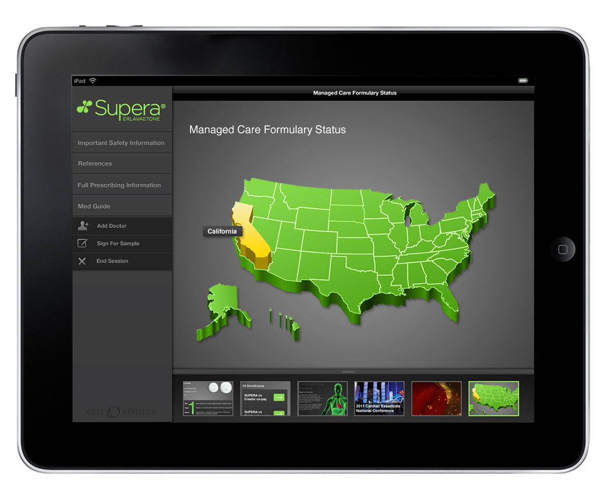 iPad Pharma wireframe medical e-detailing app interactive design