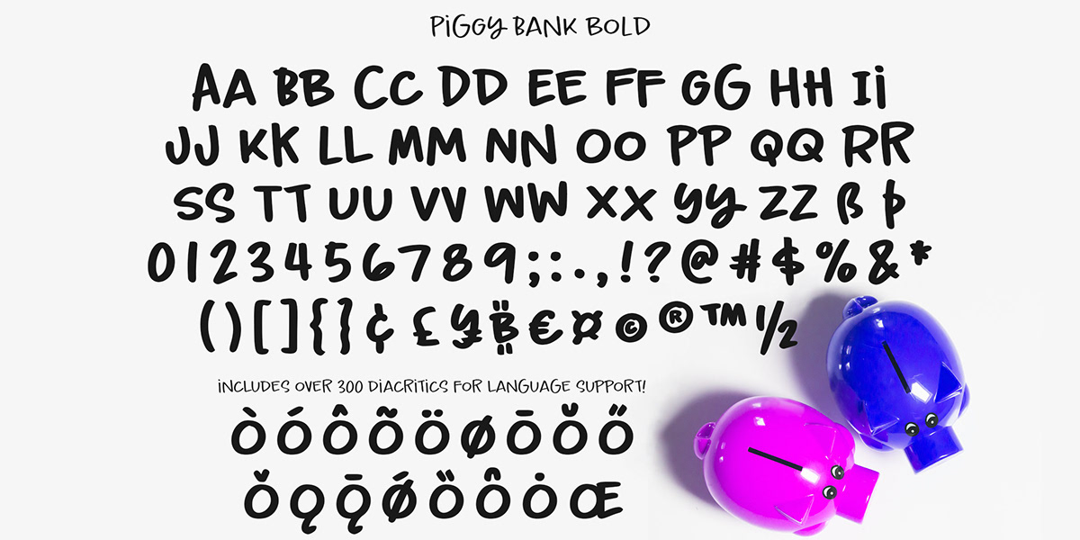piggy bank font Typeface handwritten handwriting uppercase caps casual Fun cute