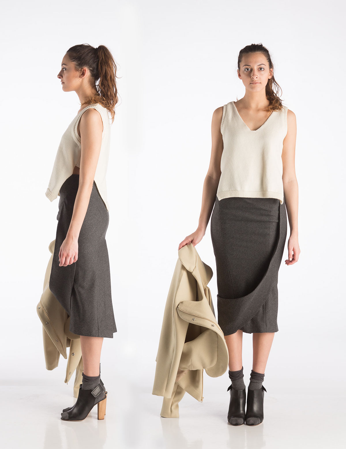 jacket wool pencil skirt machine knitting fashion illustration tailoring Outerwear