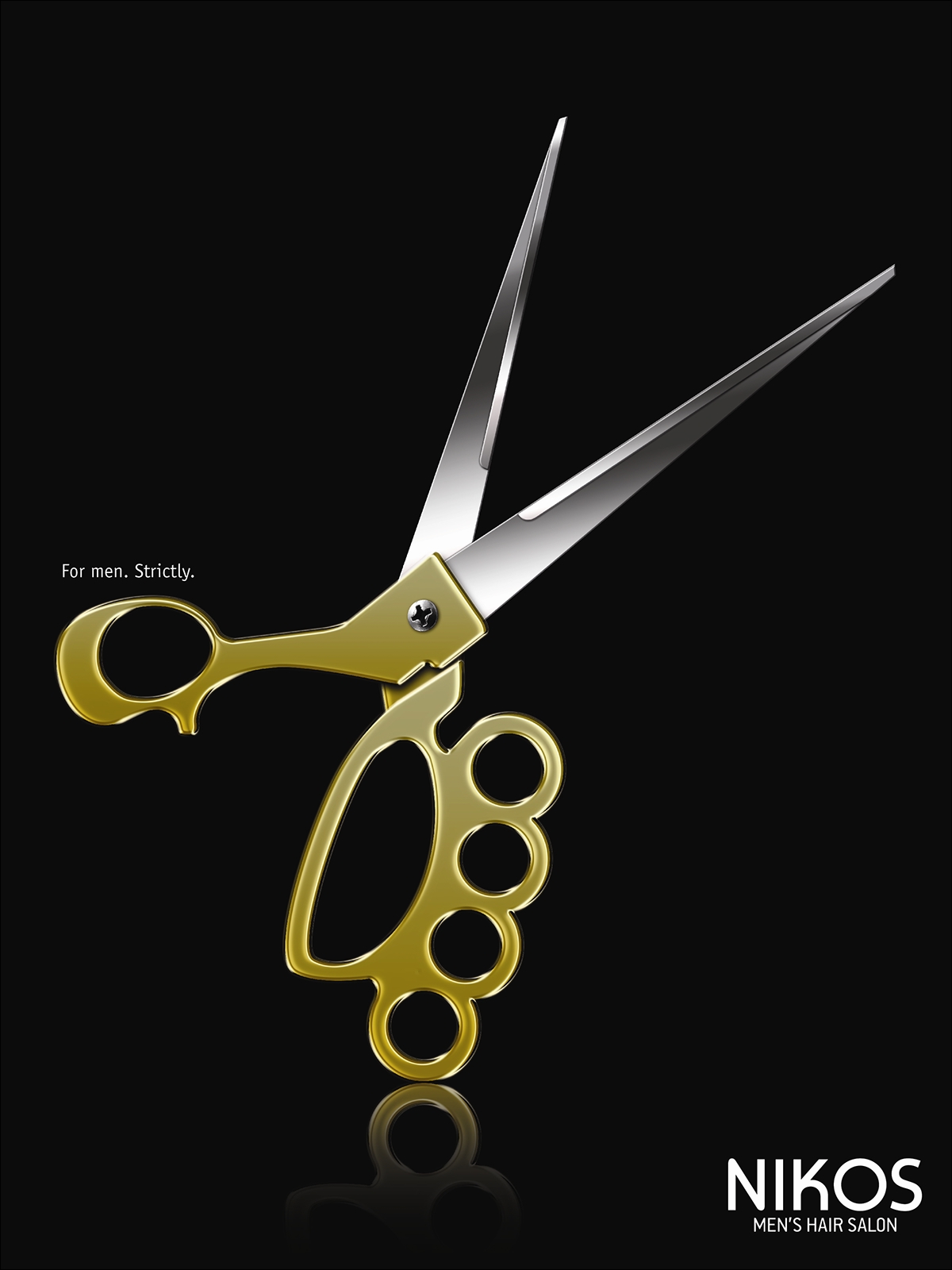 For Men. Strictly. NIKOS Hairdressing Salon scissors Tasos Lessis