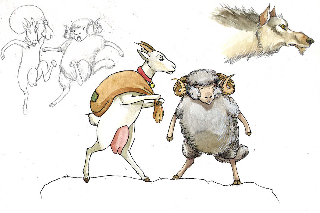 comic animals wolves fairy tale Watercolours comics comic legend finland goat