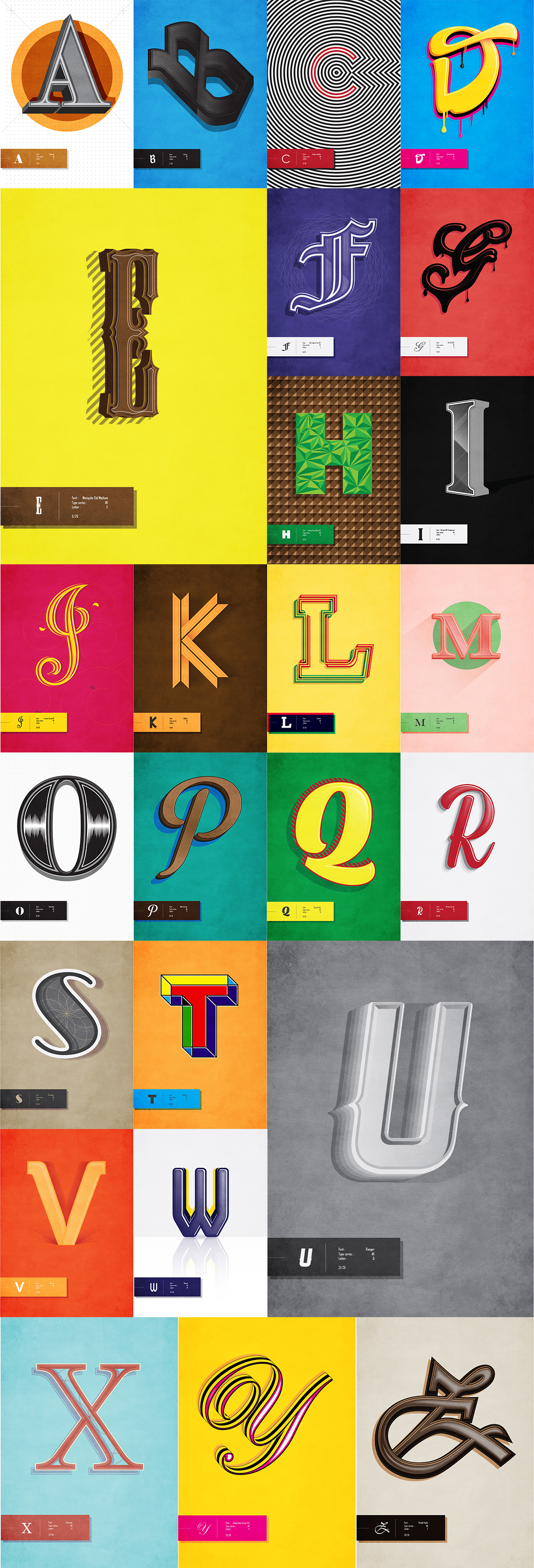 alphabet type design posters A2Z Illustrator vectors