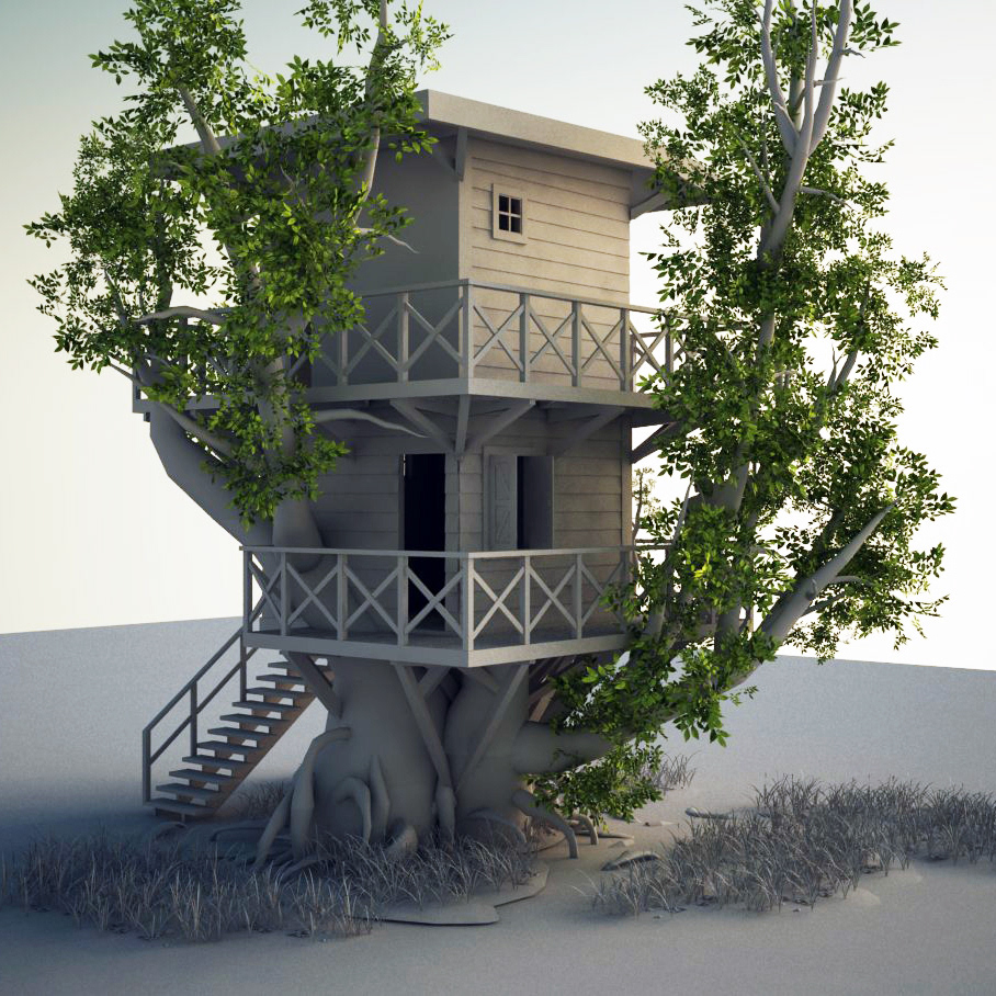 zdesign SketchUp model vray photoshop 3D Treehouse concept