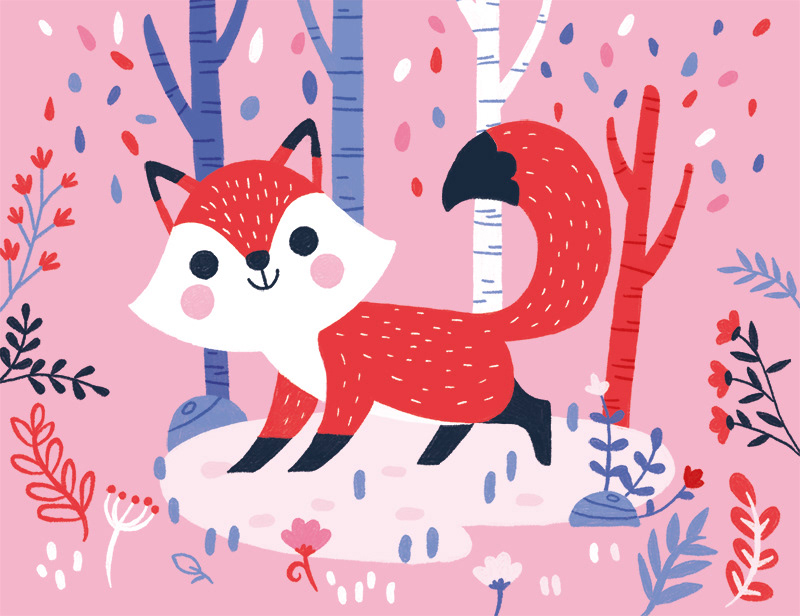 Panda  FOX renard motif pattern kawaii forest autumn