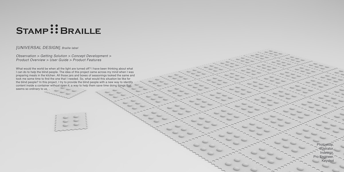 Braille stamp universal design blind Label