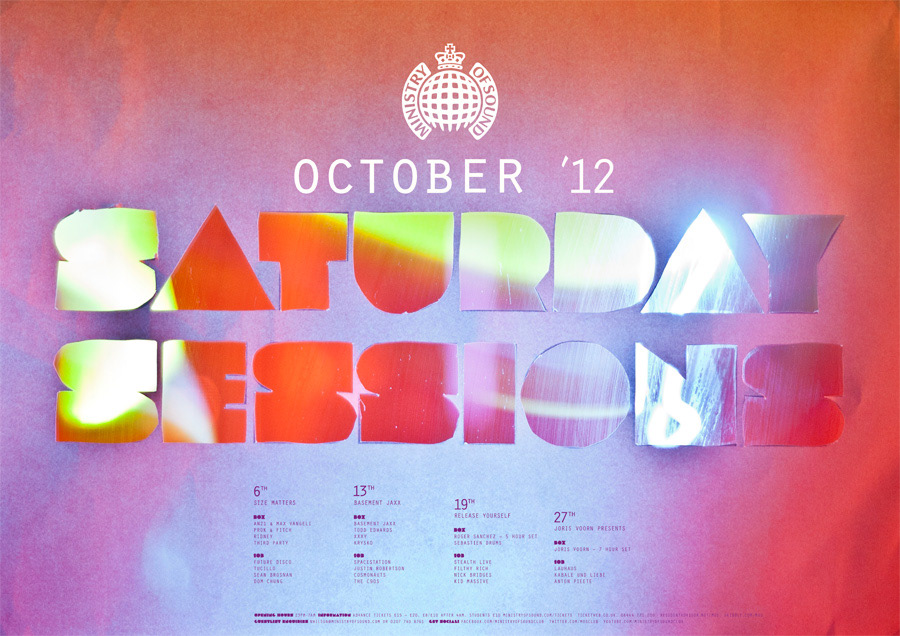 Ministry of Sound light D&AD lights poster a2 Saturday Sessions