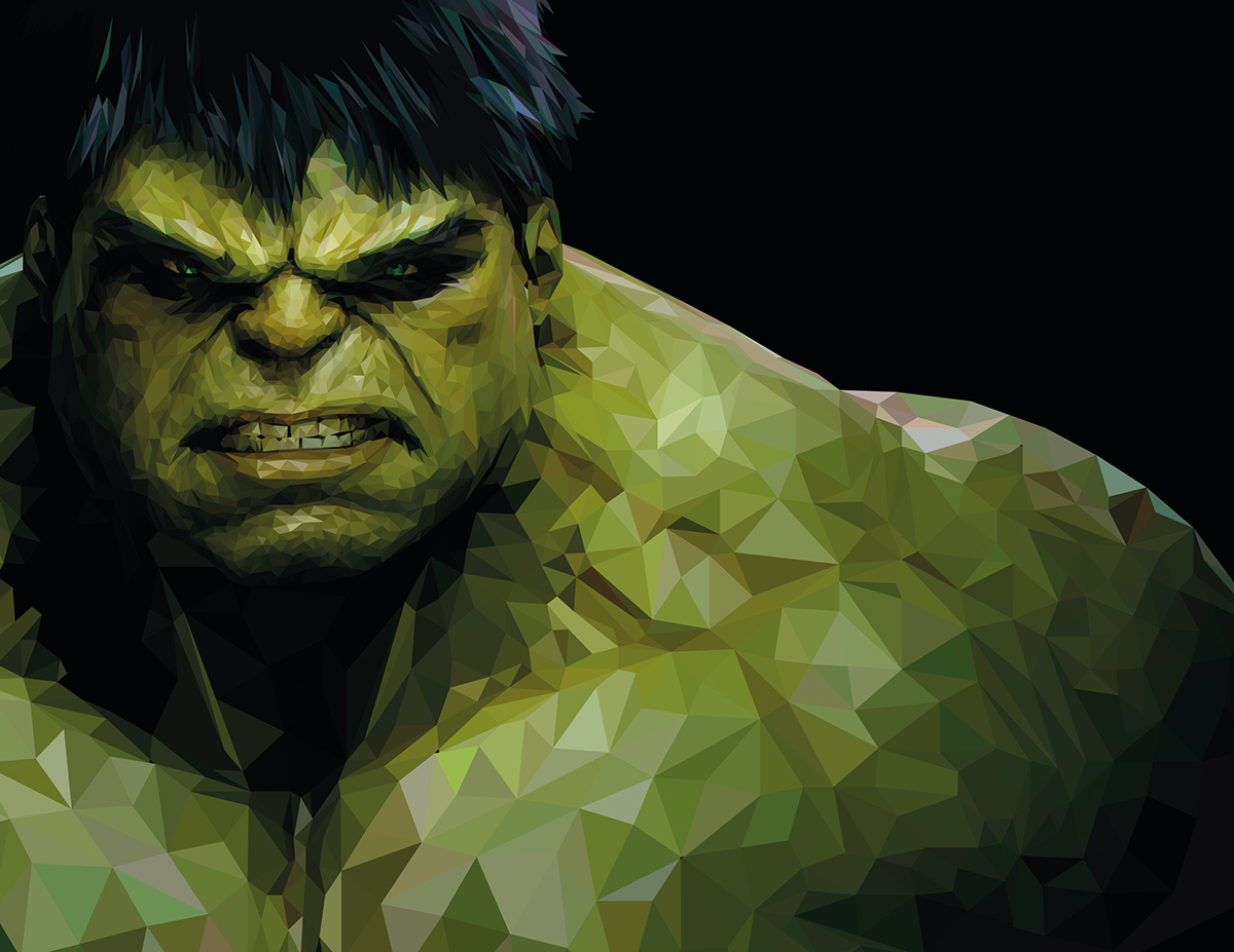 Hulk lowpoly LOW poly polygon Avengers Stan Lee vector graphism comics ultron Bruce Banner madethis