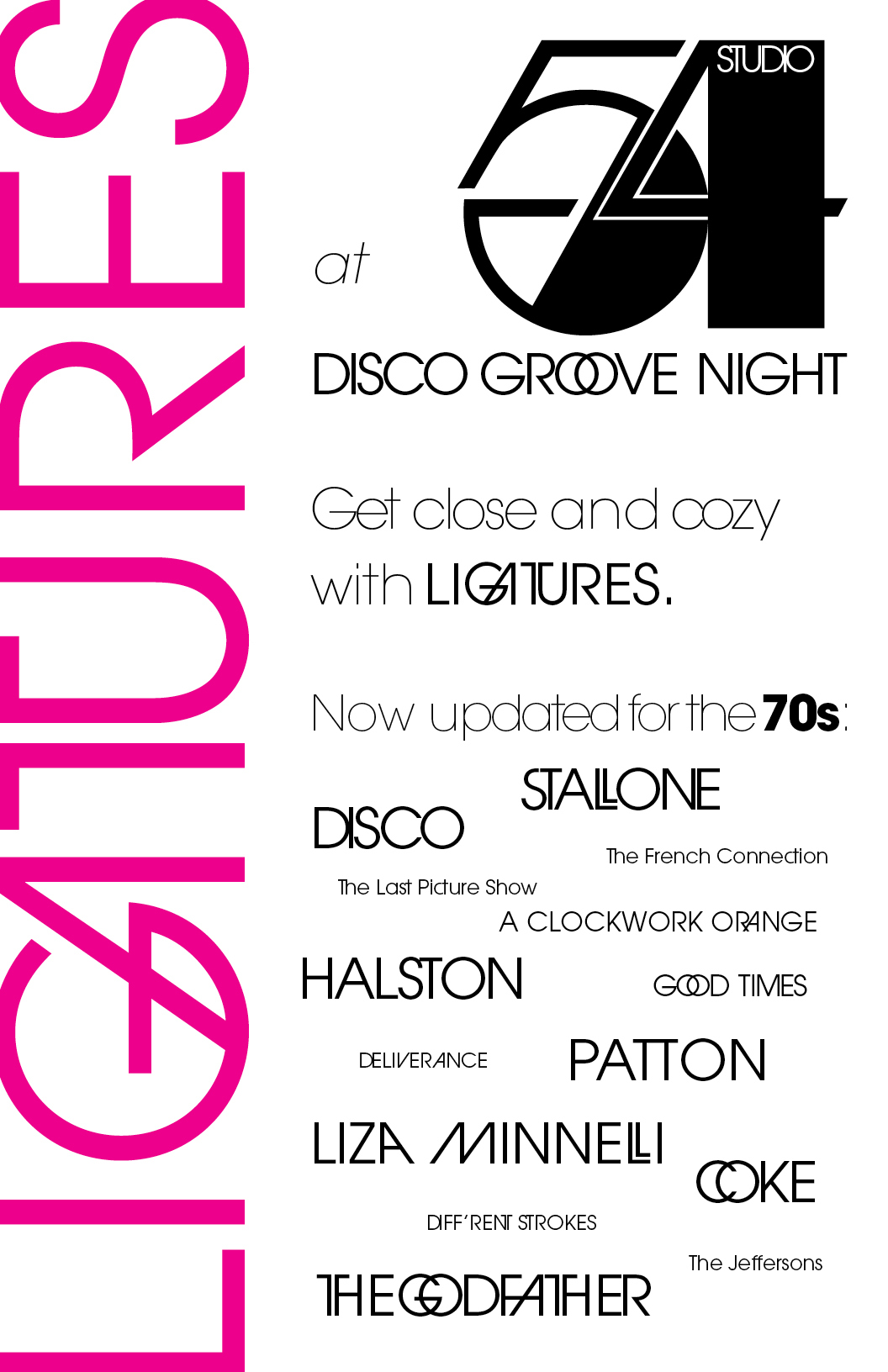 typography   1970s disco avant garde discretionary ligatures Ligatures Avant Garde gothic Herb Lubalin