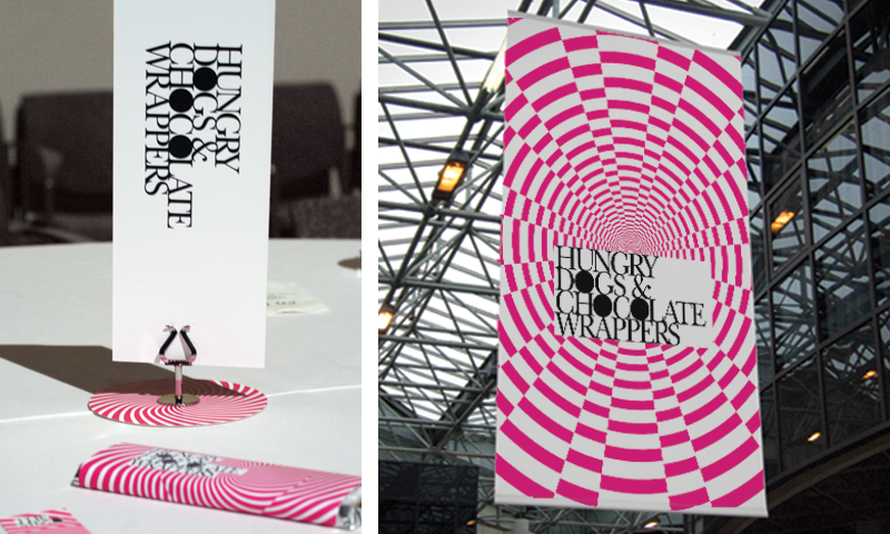 Event logo optical engaging pink magenta crazy poster flyer