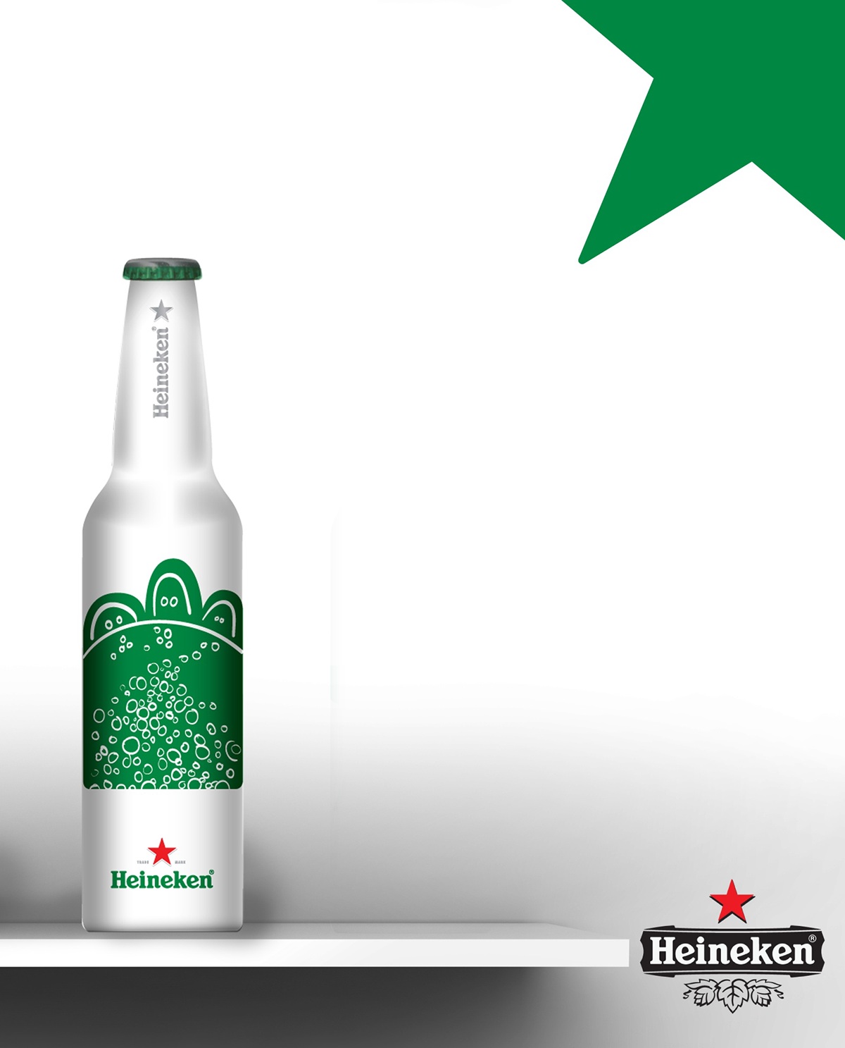 bottle heineken Packaging green star poster beer drink bottle design