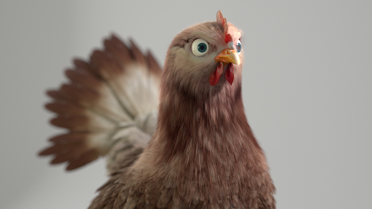 chicken feathers CG 3D Character Fur hair Render softimage arnold
