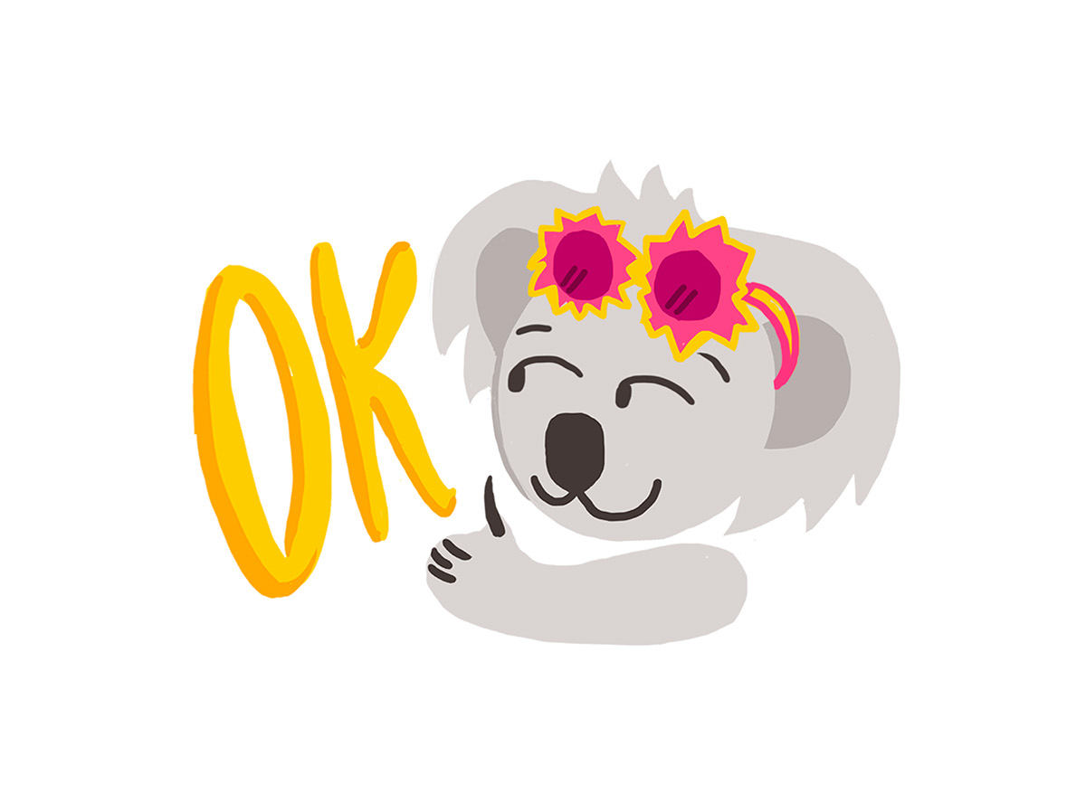 line stickers Sticker Design ied madrid cartoon app messaging app Emojis sticker set icon set koala monkey