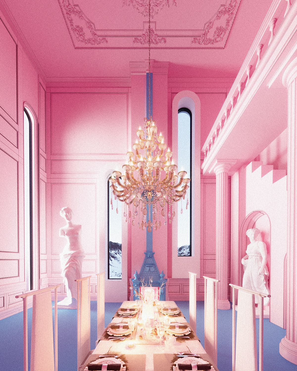 architecture artwork CGI color concept corona renderer design ILLUSTRATION  Minimalism pink