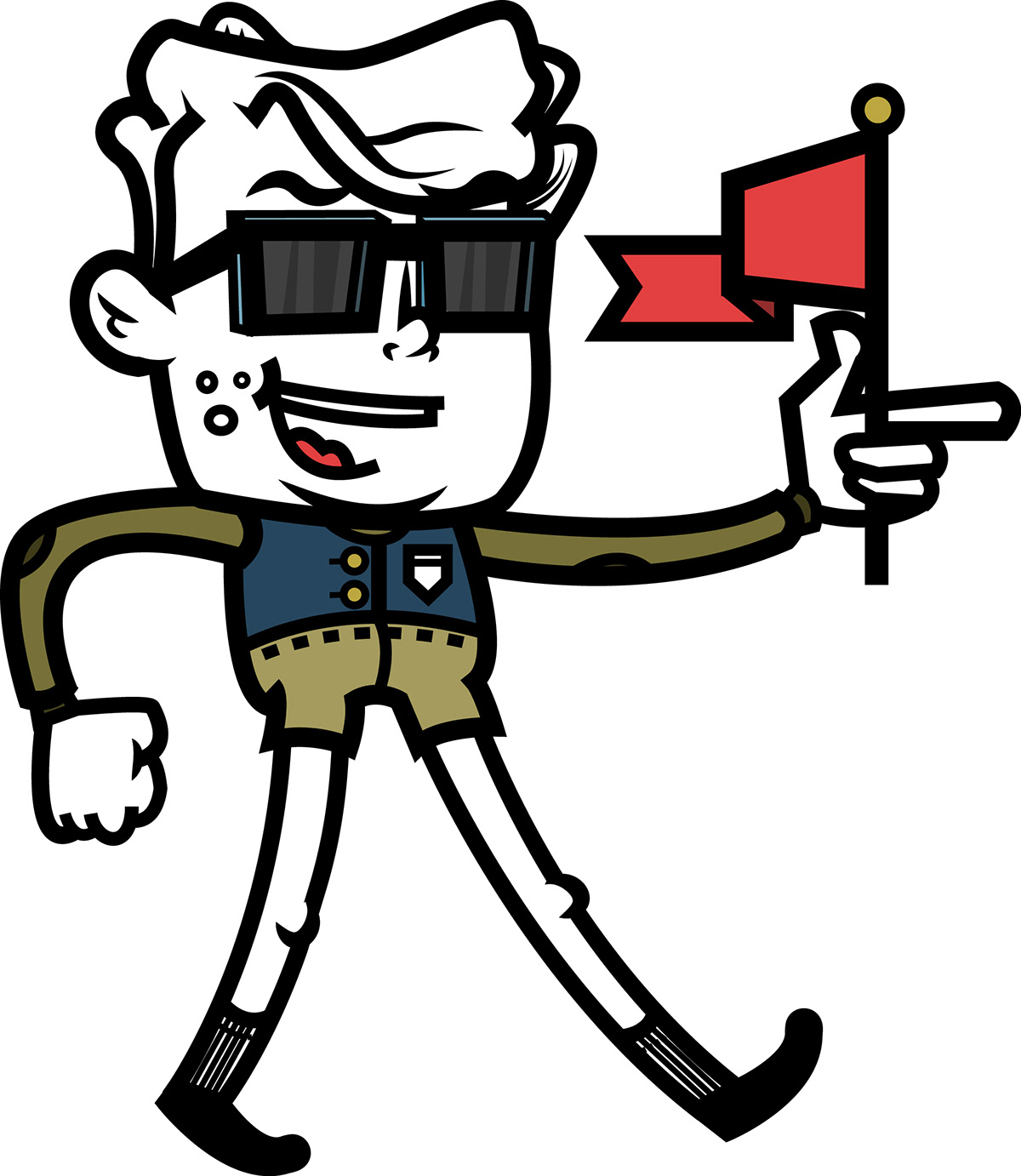 person man flag raybans Sun Glasses cartoon hip vintage Retro Character book children Fun poster vector