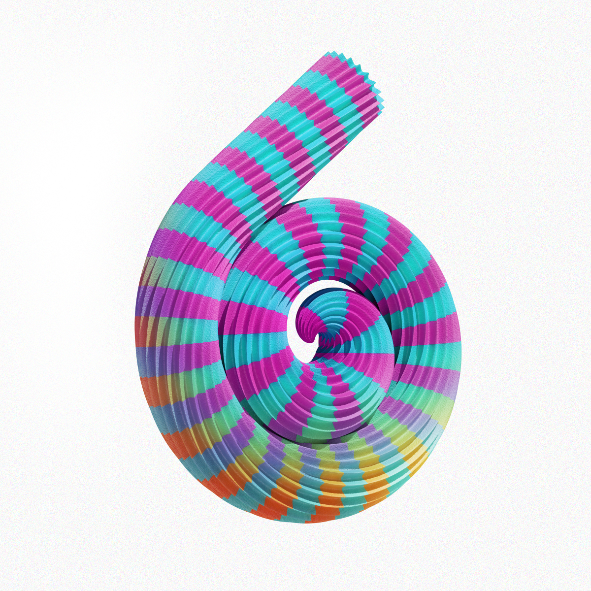 3D numbers Spiral pattern stripes brain flag ribbon chamelon  Candy