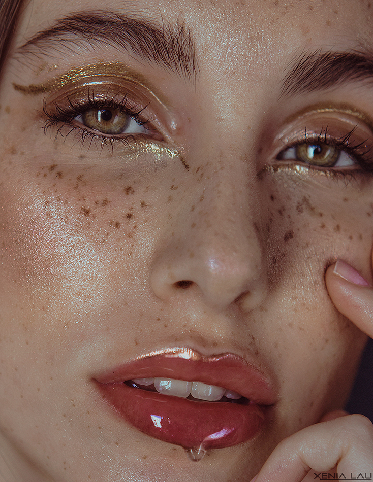 beauty portrait freckles Fashion  girl model makeup Make Up glow