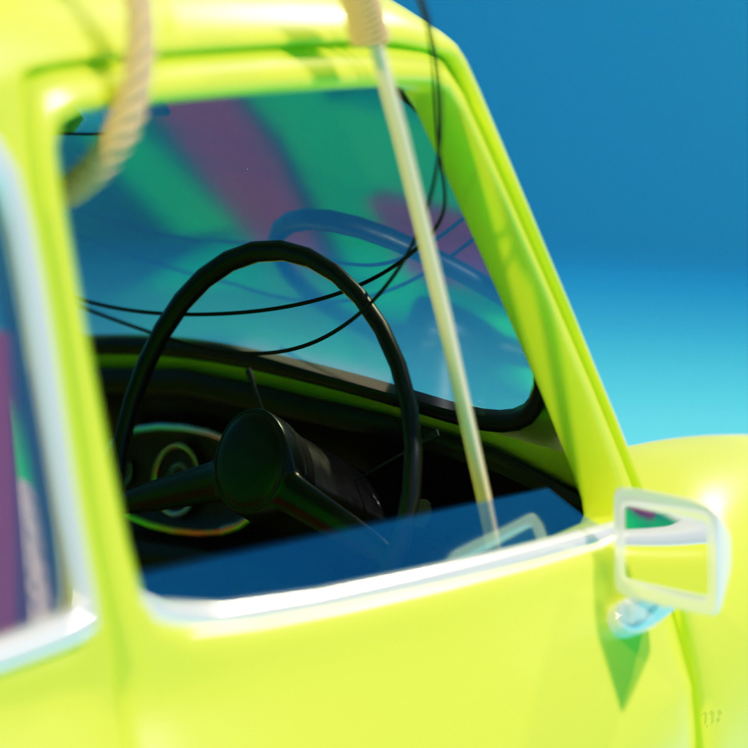 3D blender car cartoon MrBean pop stylized substance toy tv