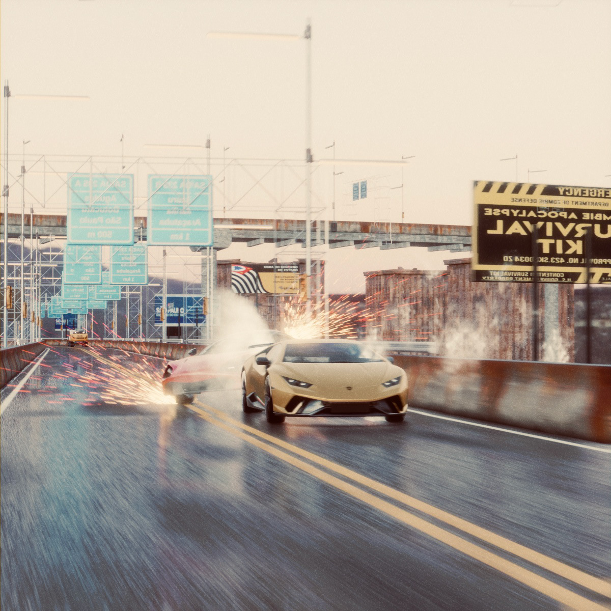 car Chase 3D crash CGI cgiart animation  animação motion graphics  design