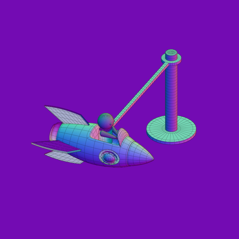 3D animation  blender Digital Art  Isometric loop Low Poly Render spaceship toy