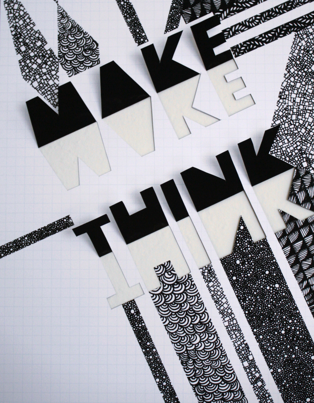 aiga make think conference poster concept csulb emma vallee doodle shapes black White graph paper pen