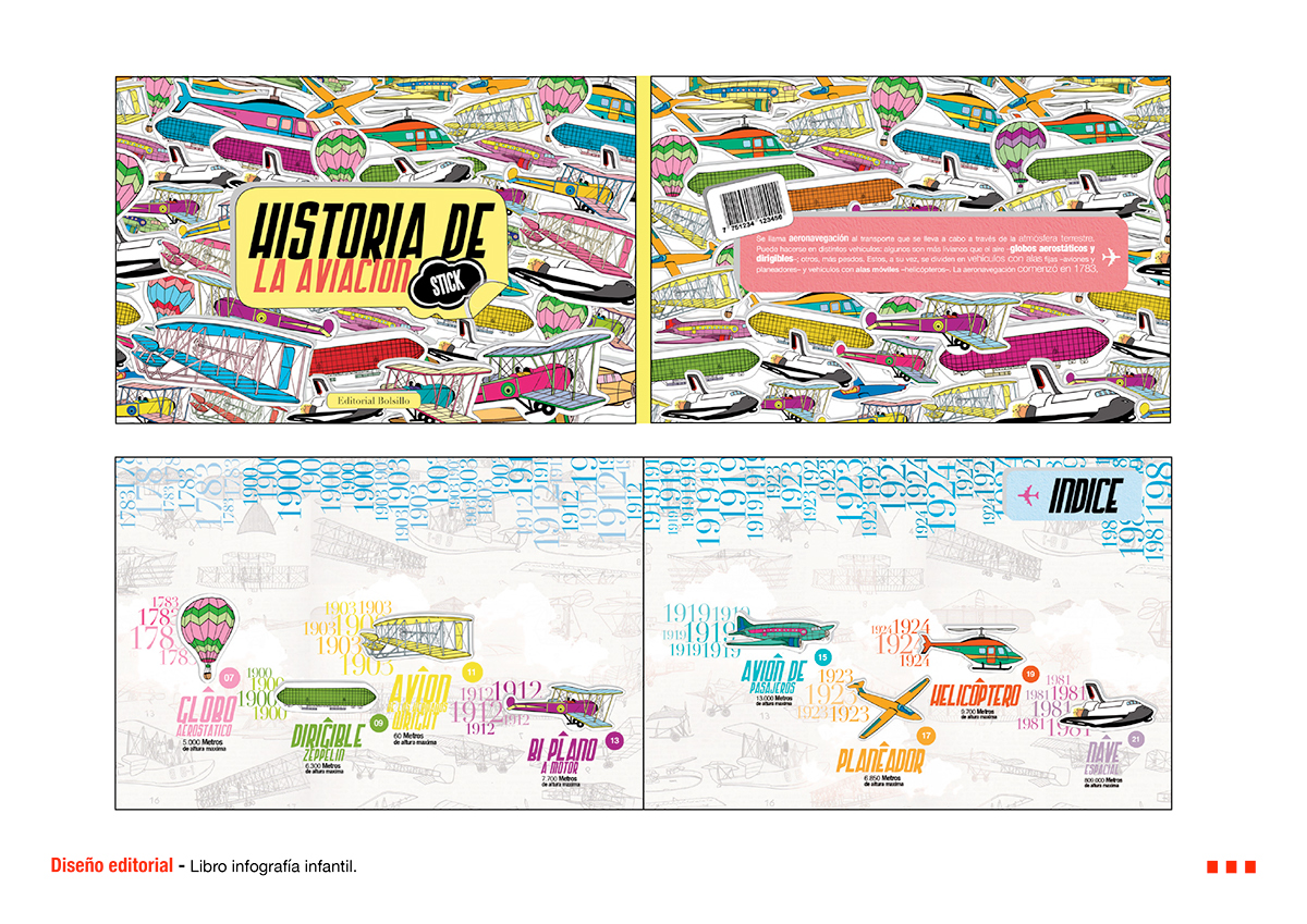 infografia Diseño editorial infantil transportes