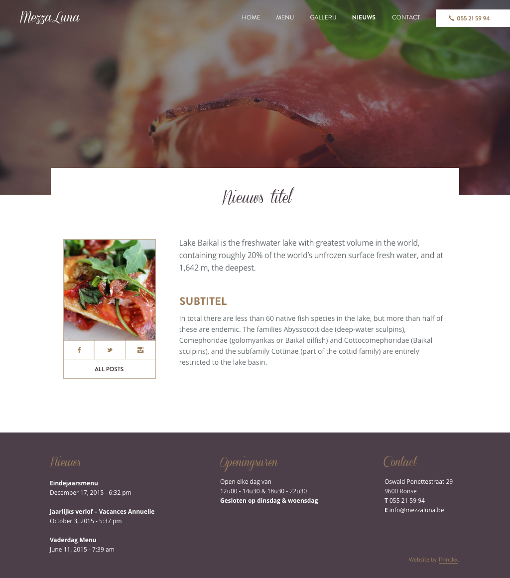 mezza luna pizzeria Website Web design Food 