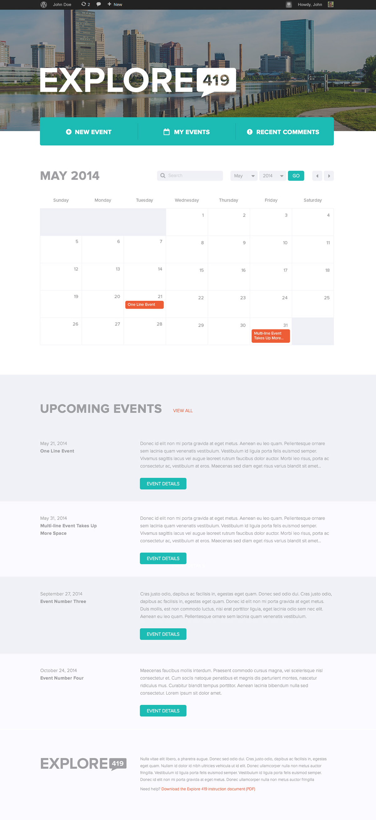 Website Events calendar Collaboration