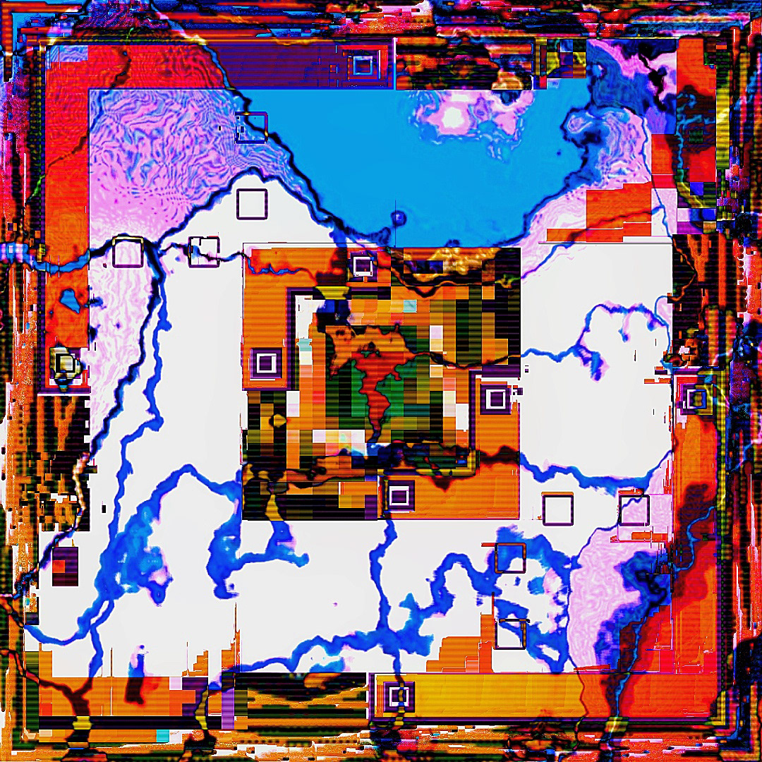 glitched composition with squares and win95 windows