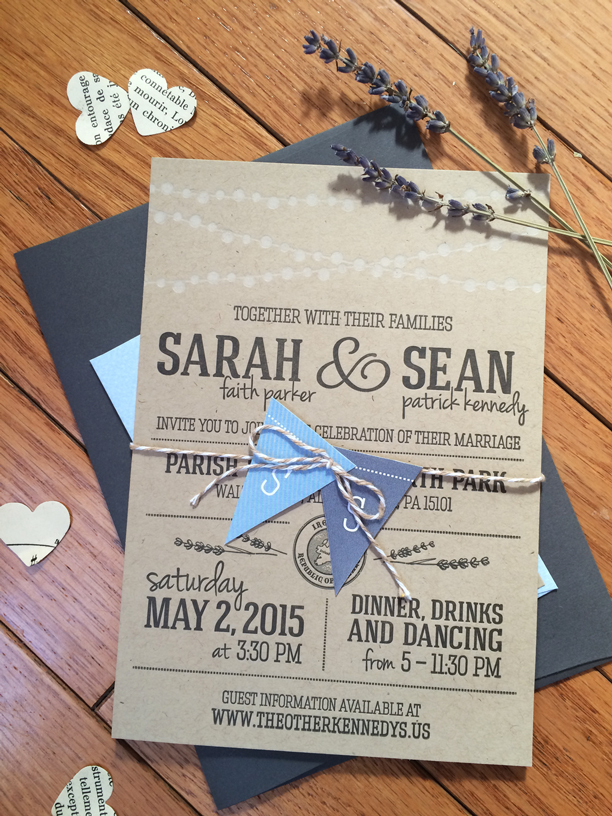 wedding Invitation letterpress kraft paper