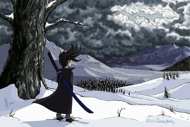 the way samurai mountain Tree  winter snow Landscape