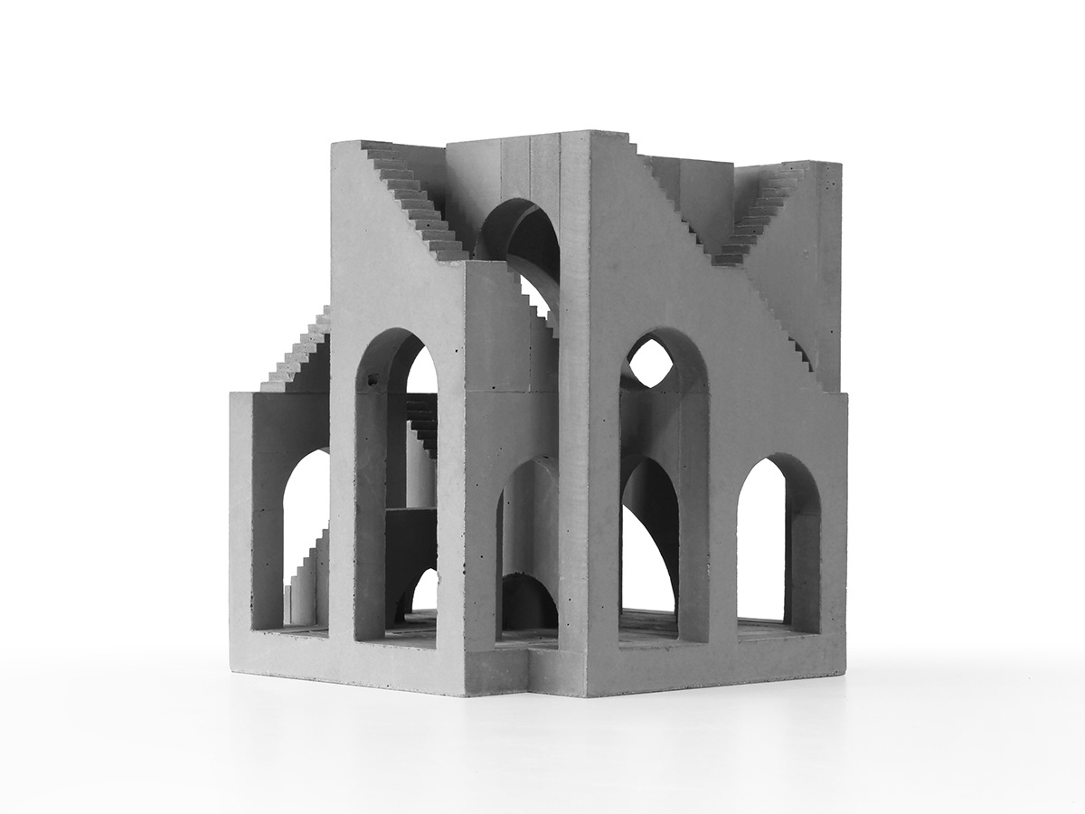 3D arches architecture artwork brutailsm Brutalist concrete sculpture stairs stairway