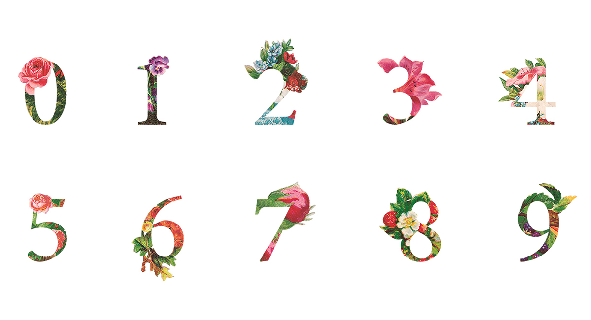 font vintage Retro flower floral letter alphabet colors Typeface Behance