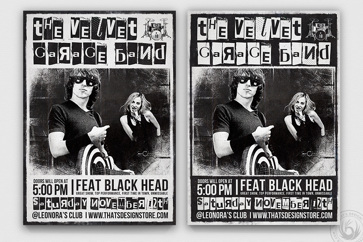 flyer poster template rock punk concert gig festival indie band