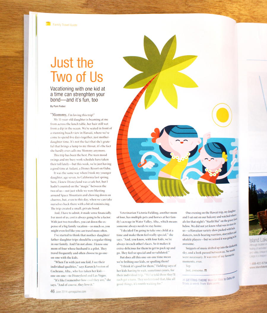 Up! magazine WestJet's in-flight magazine Loulou & Tummie travel illustrations travel magazine illustrations