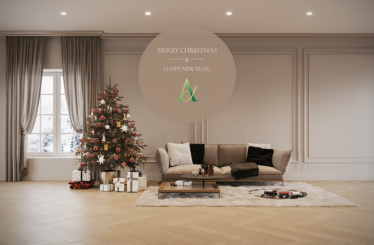 Christmas interior design  modern classic ausrine samauskiene 3D Visualization new year holidays christmas Tree architecture ausrinestudio3d