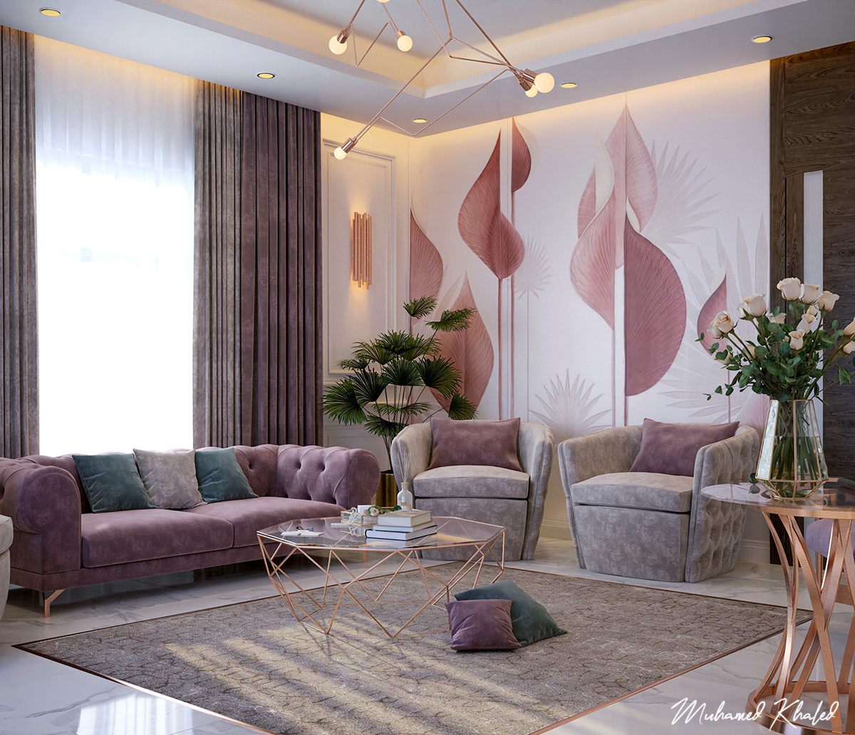 Desgin gold Interior lifestyle luxry marbel rose wallpaper wood