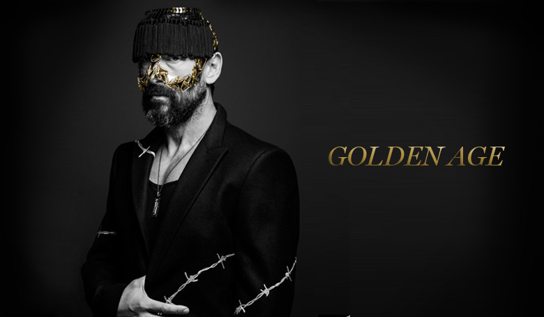 goldenage mask meneditorial Black&white Jewellery dark gold men lvr editorial creative portrait suit mood trend