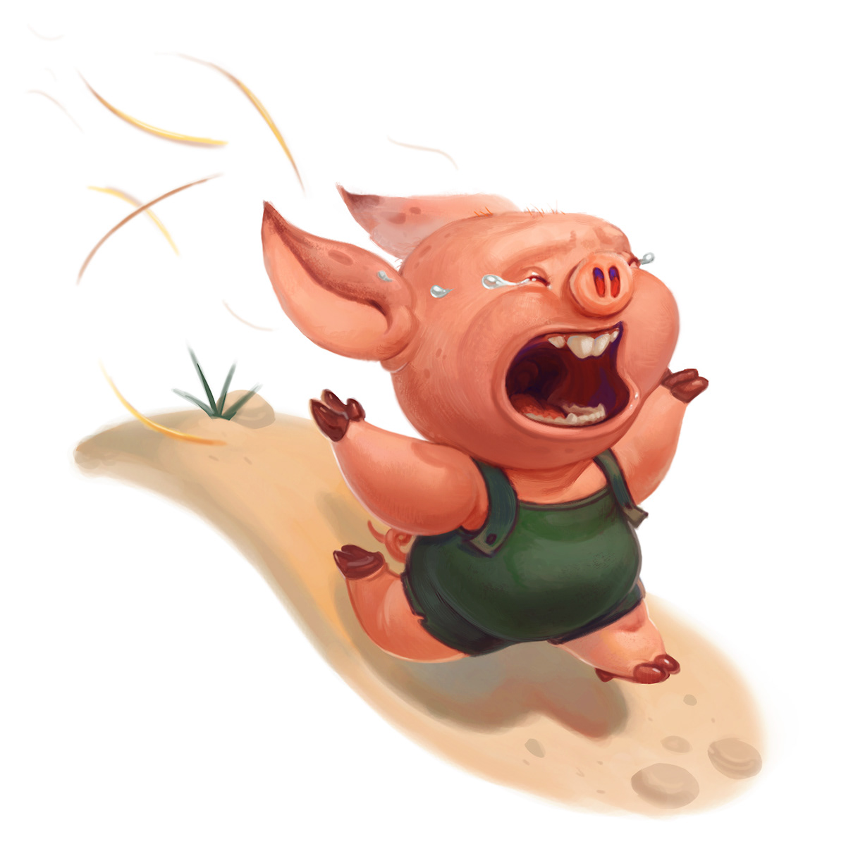 pig fairytale funny cartoon running crying pigglet story children's book