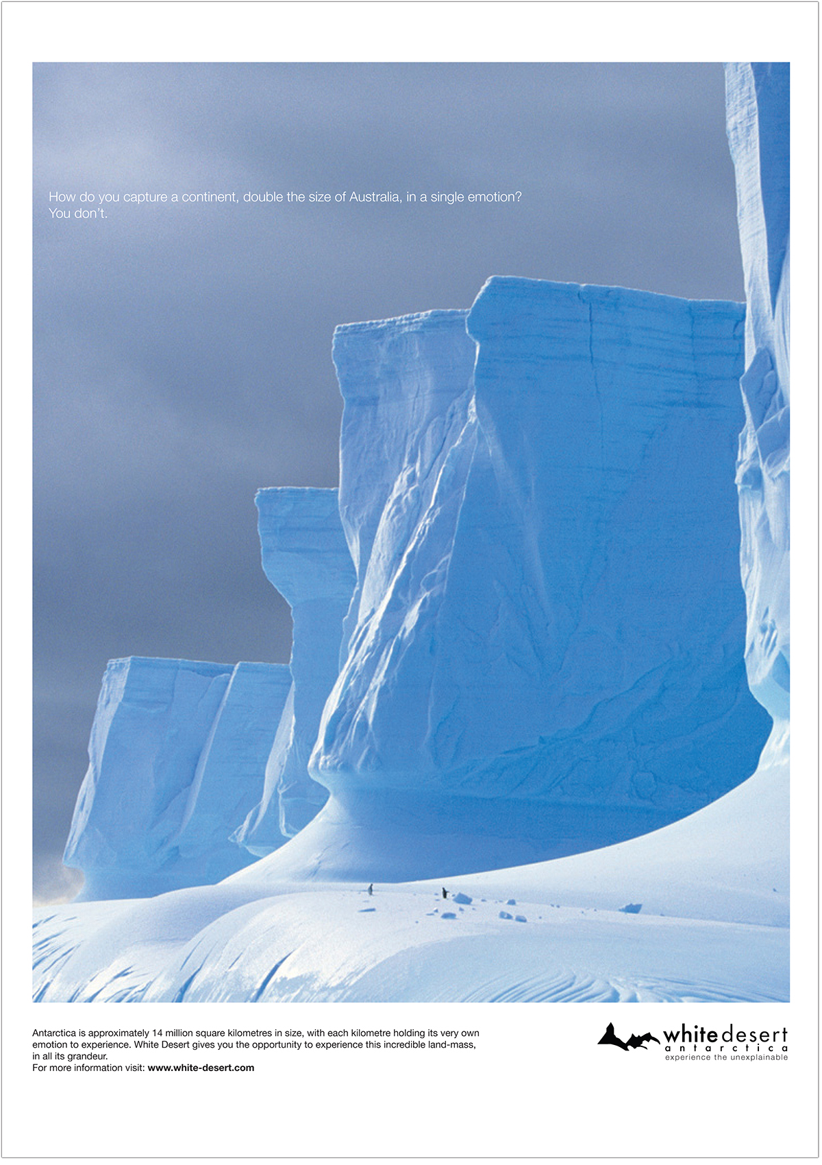 white desert print antartica continents snow ice concept conceputal advertisement ads design creative