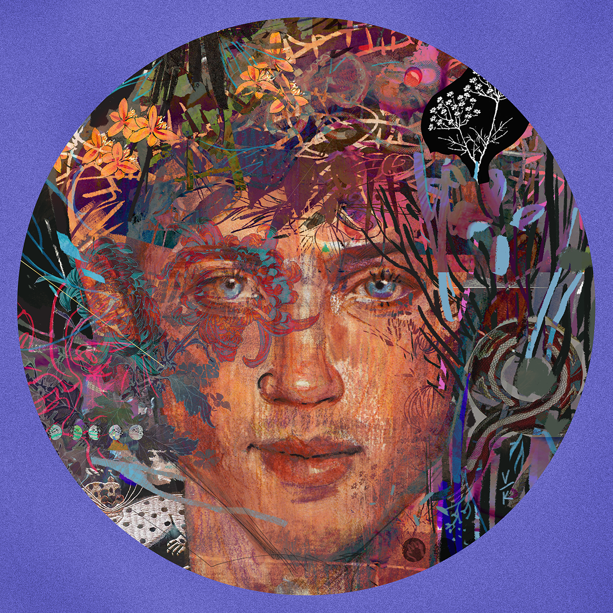 Troye Sivan bloom album cover flower portrait mixed media floral tribute