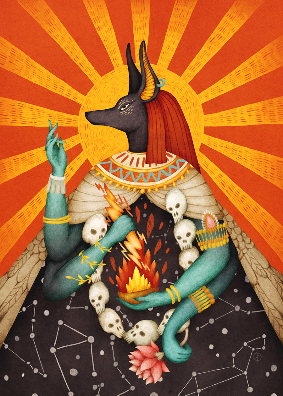 ILLUSTRATION  conceptual religion Sun egypt greek indian God painting   olga svart
