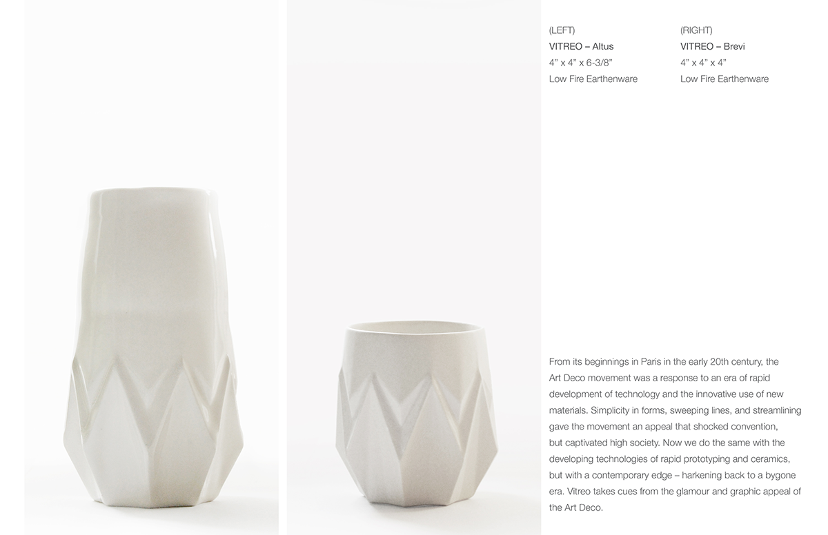 vitreo ceramic vessel art deco facets modern Vase